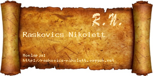 Raskovics Nikolett névjegykártya